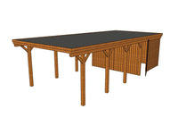 Einzel-Carport CLASSIC Holzblende mit Abstellraum (Verkleidung: Klassisches Duoprofil) - FREESE Holz 