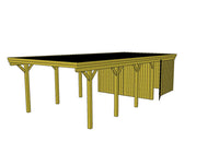 Einzel-Carport CLASSIC Holzblende mit Abstellraum (Verkleidung: Klassisches Duoprofil) - FREESE Holz 
