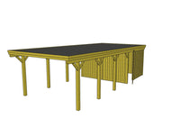 Einzel-Carport CLASSIC Holzblende mit Abstellraum (Verkleidung: Klassisches Duoprofil) - FREESE Holz 