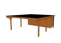 Doppelcarport CLASSIC Holzblende mit Abstellraum (Verkleidung: Klassisches Duoprofil) - FREESE Holz 