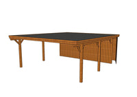 Doppelcarport CLASSIC Holzblende mit Abstellraum (Verkleidung: Klassisches Duoprofil) - FREESE Holz 