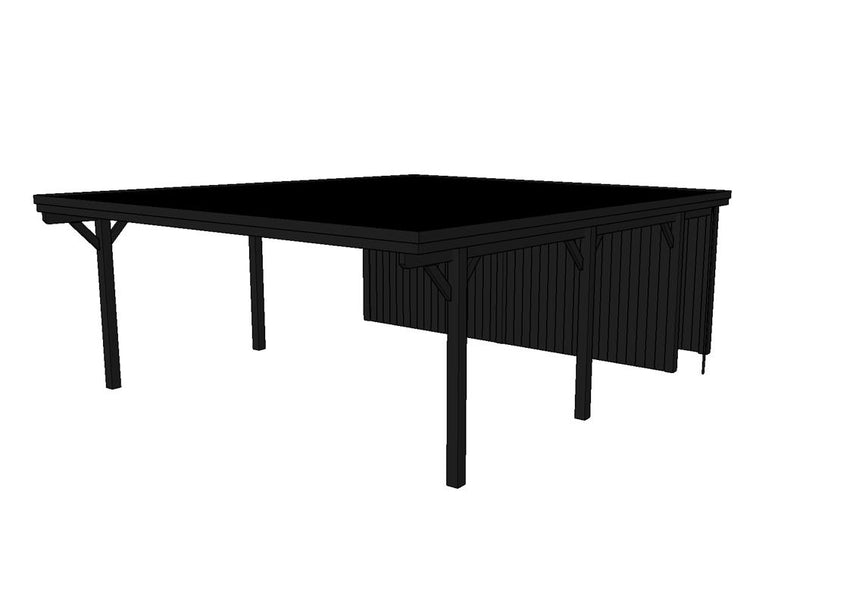 Doppelcarport CLASSIC Holzblende mit Abstellraum (Verkleidung: Klassisches Duoprofil) - FREESE Holz 