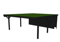 Gründach-Carport CLASSIC Holzblende mit Abstellraum (Verkleidung: Klassisches Duoprofil) - FREESE Holz 