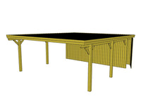 Doppelcarport CLASSIC Holzblende mit Abstellraum (Verkleidung: Klassisches Duoprofil) - FREESE Holz 