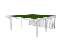Gründach-Carport CLASSIC Holzblende mit Abstellraum (Verkleidung: Klassisches Duoprofil) - FREESE Holz 