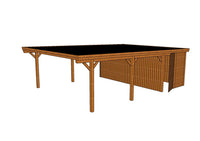 Doppelcarport CLASSIC Holzblende mit Abstellraum (Verkleidung: Klassisches Duoprofil) - FREESE Holz 