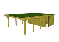 Gründach-Carport CLASSIC Holzblende mit Abstellraum (Verkleidung: Klassisches Duoprofil) - FREESE Holz 