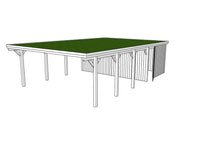 Gründach-Carport CLASSIC Holzblende mit Abstellraum (Verkleidung: Klassisches Duoprofil) - FREESE Holz 
