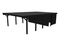 Doppelcarport CLASSIC Holzblende mit Abstellraum (Verkleidung: Klassisches Duoprofil) - FREESE Holz 