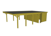 Doppelcarport CLASSIC Holzblende mit Abstellraum (Verkleidung: Klassisches Duoprofil) - FREESE Holz 