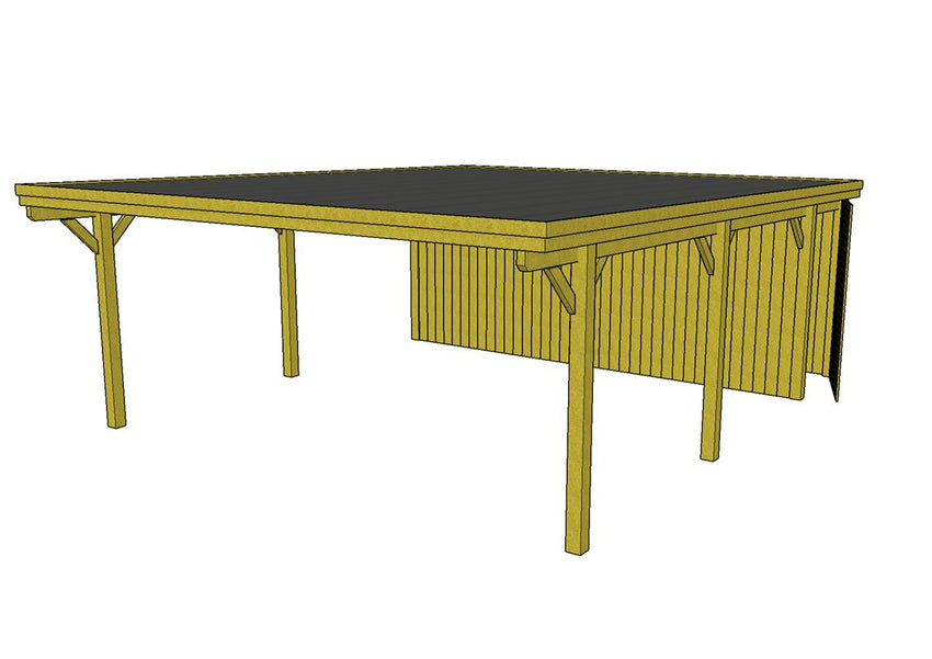 Einzel-Carport CLASSIC Holzblende mit Abstellraum (Verkleidung: Klassisches Duoprofil) - FREESE Holz 