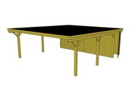Doppelcarport CLASSIC Holzblende mit Abstellraum (Verkleidung: Klassisches Duoprofil) - FREESE Holz 