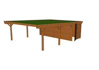 Gründach-Carport CLASSIC Holzblende mit Abstellraum (Verkleidung: Klassisches Duoprofil) - FREESE Holz 