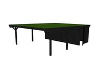 Gründach-Carport CLASSIC Holzblende mit Abstellraum (Verkleidung: Klassisches Duoprofil) - FREESE Holz 