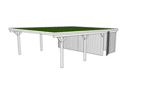 Gründach-Carport CLASSIC Holzblende mit Abstellraum (Verkleidung: Klassisches Duoprofil) - FREESE Holz 