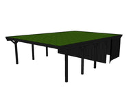 Gründach-Carport CLASSIC Holzblende mit Abstellraum (Verkleidung: Klassisches Duoprofil) - FREESE Holz 