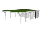 Gründach-Carport CLASSIC Holzblende mit Abstellraum (Verkleidung: Klassisches Duoprofil) - FREESE Holz 