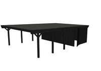 Doppelcarport CLASSIC Holzblende mit Abstellraum (Verkleidung: Klassisches Duoprofil) - FREESE Holz 