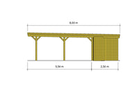 Doppelcarport CLASSIC Holzblende mit Abstellraum (Verkleidung: Klassisches Duoprofil) - FREESE Holz 