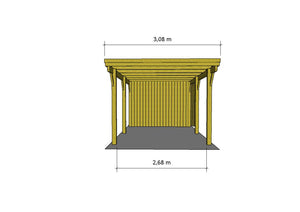 Einzel-Carport CLASSIC Holzblende mit Abstellraum (Verkleidung: Klassisches Duoprofil) - FREESE Holz 