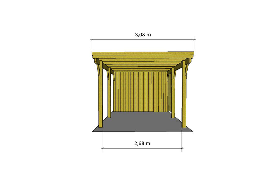 Einzel-Carport CLASSIC Holzblende mit Abstellraum (Verkleidung: Klassisches Duoprofil) - FREESE Holz 