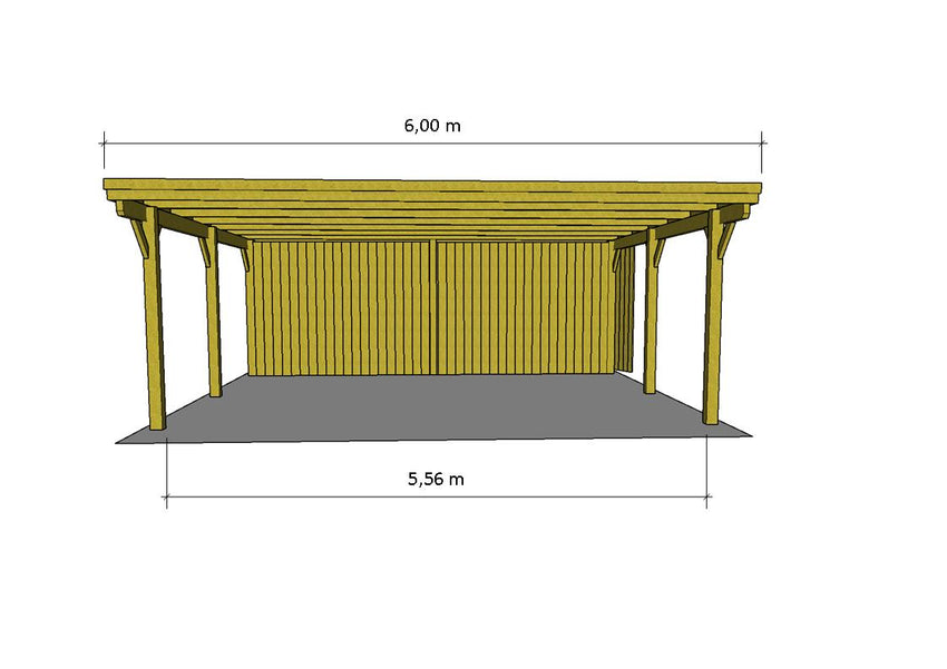 Doppelcarport CLASSIC Holzblende mit Abstellraum (Verkleidung: Klassisches Duoprofil) - FREESE Holz 