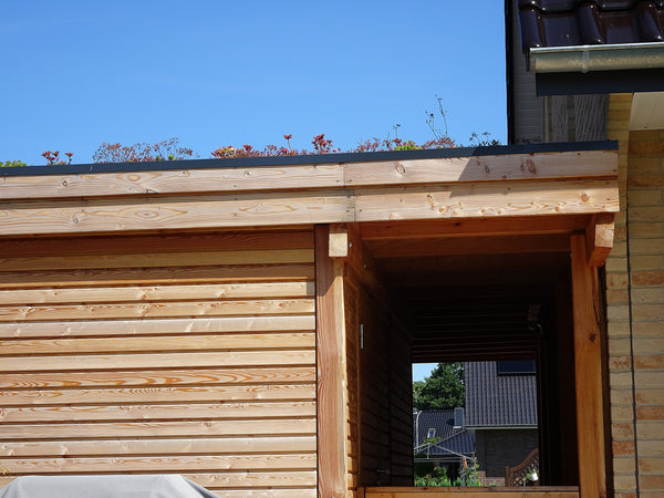 Gründach-Carport CLASSIC mit Holzblende - FREESE Holz 