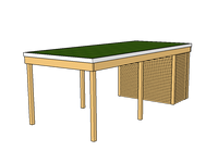 Modernes Gründach-Carport KLARE LINIE mit Abstellraum (Einzelcarport) - FREESE Holz 