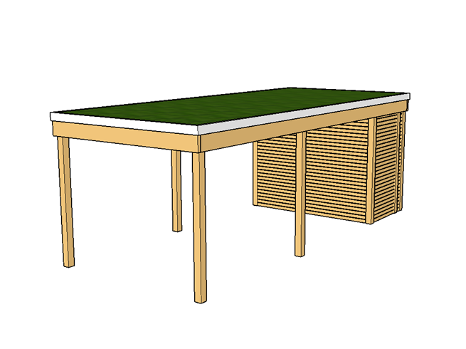 Modernes Gründach-Carport KLARE LINIE mit Abstellraum (Einzelcarport) - FREESE Holz 
