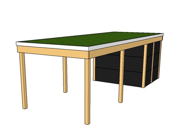 Modernes Gründach-Carport KLARE LINIE mit Abstellraum (Einzelcarport) - FREESE Holz 