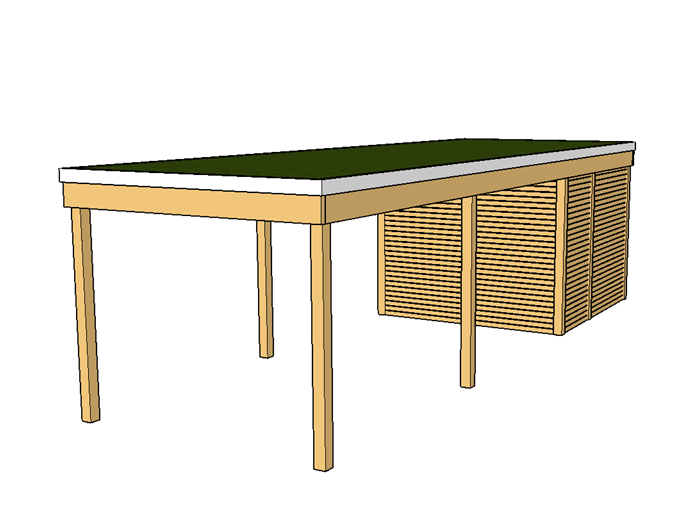 Modernes Gründach-Carport KLARE LINIE mit Abstellraum (Einzelcarport) - FREESE Holz 