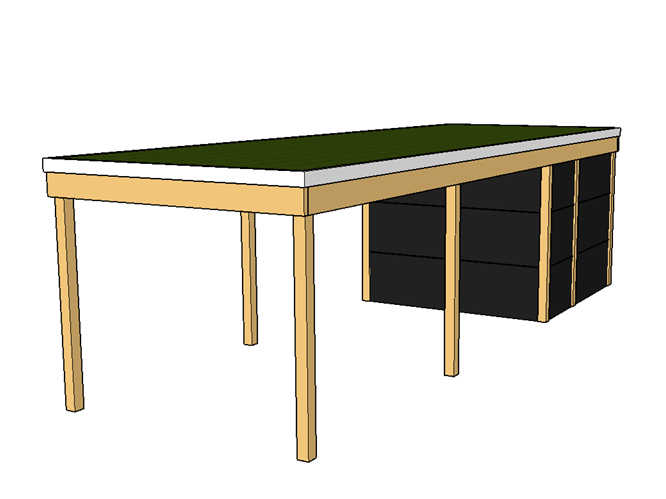 Modernes Gründach-Carport KLARE LINIE mit Abstellraum (Einzelcarport) - FREESE Holz 
