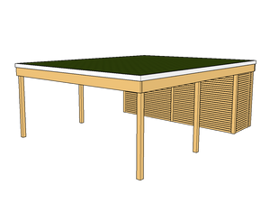 Modernes Gründach-Carport KLARE LINIE mit Abstellraum (Doppelcarport) - FREESE Holz 
