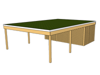 Modernes Gründach-Carport KLARE LINIE mit Abstellraum (Doppelcarport) - FREESE Holz 