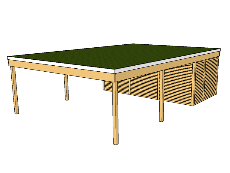 Modernes Gründach-Carport KLARE LINIE mit Abstellraum (Doppelcarport) - FREESE Holz 