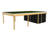Modernes Gründach-Carport KLARE LINIE mit Abstellraum (Doppelcarport) - FREESE Holz 