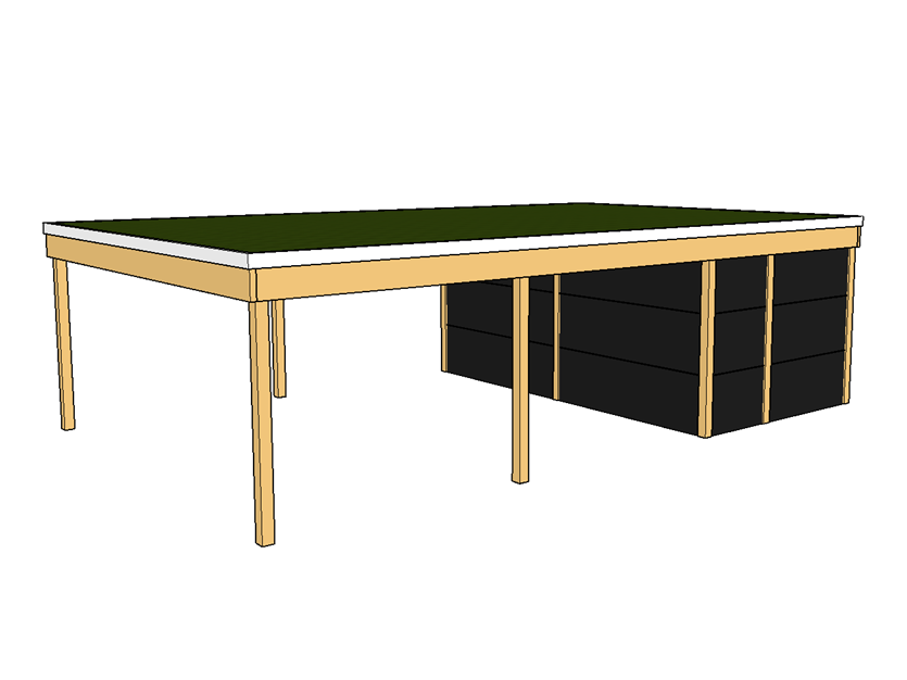 Modernes Gründach-Carport KLARE LINIE mit Abstellraum (Doppelcarport) - FREESE Holz 