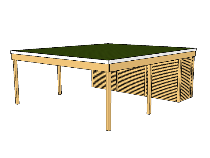 Modernes Gründach-Carport KLARE LINIE mit Abstellraum (Doppelcarport) - FREESE Holz 