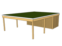 Modernes Gründach-Carport KLARE LINIE mit Abstellraum (Doppelcarport) - FREESE Holz 