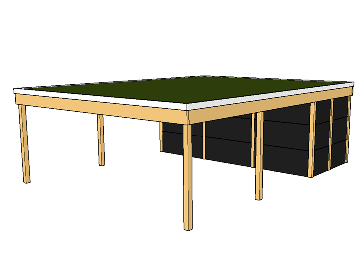 Modernes Gründach-Carport KLARE LINIE mit Abstellraum (Doppelcarport) - FREESE Holz 