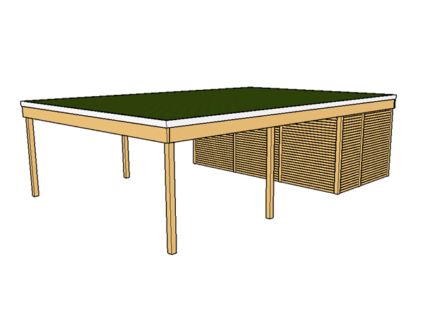 Modernes Gründach-Carport KLARE LINIE mit Abstellraum (Doppelcarport) - FREESE Holz 