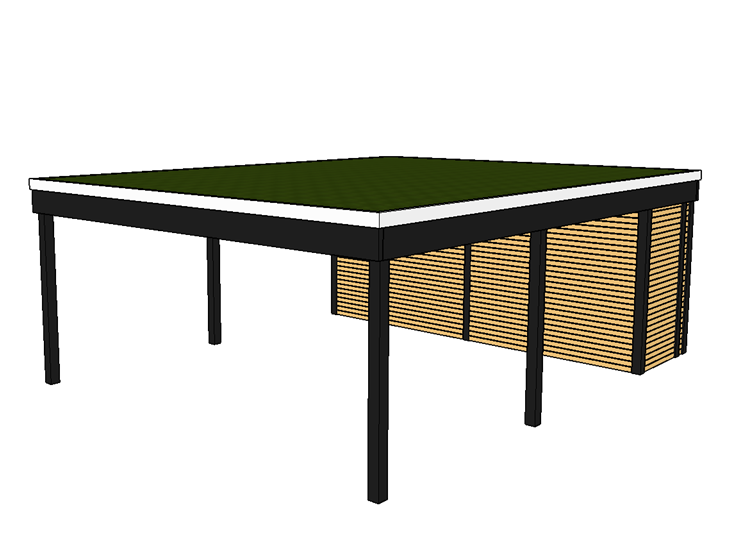 Modernes Gründach-Carport KLARE LINIE mit Abstellraum (Doppelcarport) - FREESE Holz 