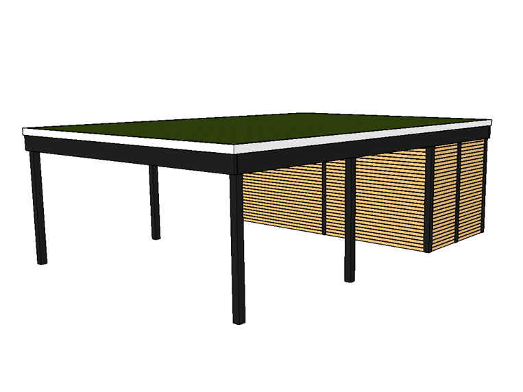 Modernes Gründach-Carport KLARE LINIE mit Abstellraum (Doppelcarport) - FREESE Holz 