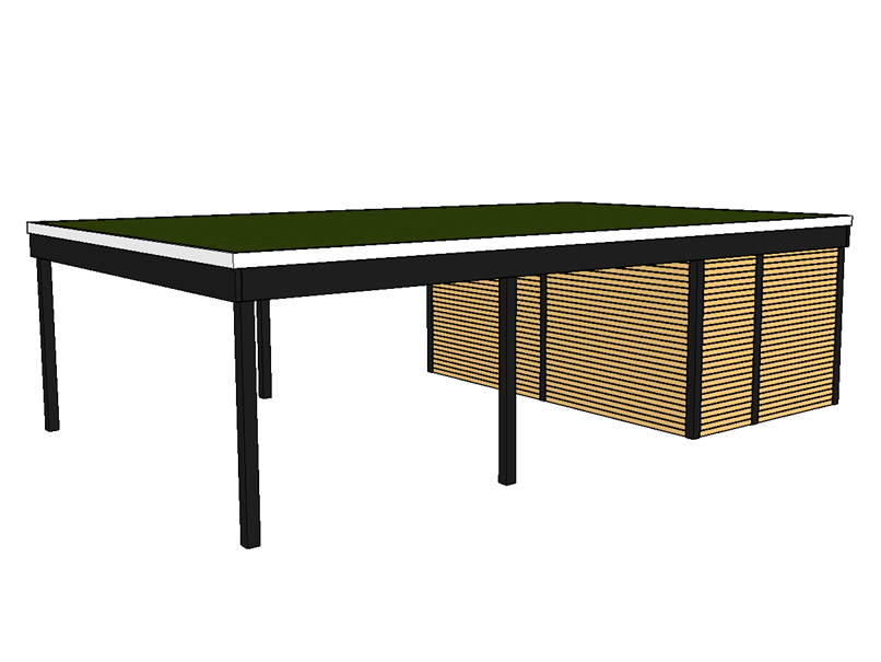 Modernes Gründach-Carport KLARE LINIE mit Abstellraum (Doppelcarport) - FREESE Holz 