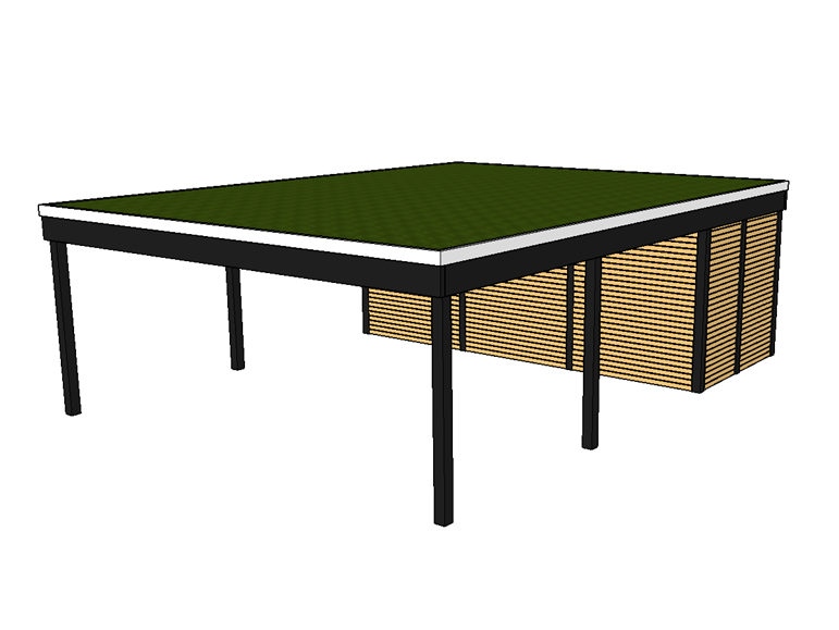 Modernes Gründach-Carport KLARE LINIE mit Abstellraum (Doppelcarport) - FREESE Holz 
