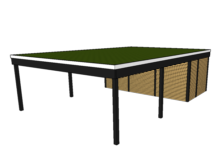 Modernes Gründach-Carport KLARE LINIE mit Abstellraum (Doppelcarport) - FREESE Holz 