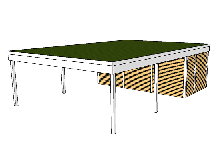 Modernes Gründach-Carport KLARE LINIE mit Abstellraum (Doppelcarport) - FREESE Holz 