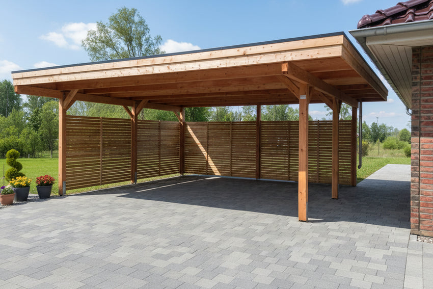 Doppelcarport CLASSIC mit Holzblende - FREESE Holz 
