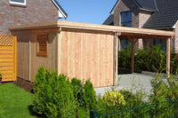 Doppelcarport CLASSIC Holzblende mit Abstellraum (Verkleidung: Klassisches Duoprofil) - FREESE Holz 