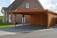 Doppelcarport CLASSIC Holzblende mit Abstellraum (Verkleidung: Klassisches Duoprofil) - FREESE Holz 